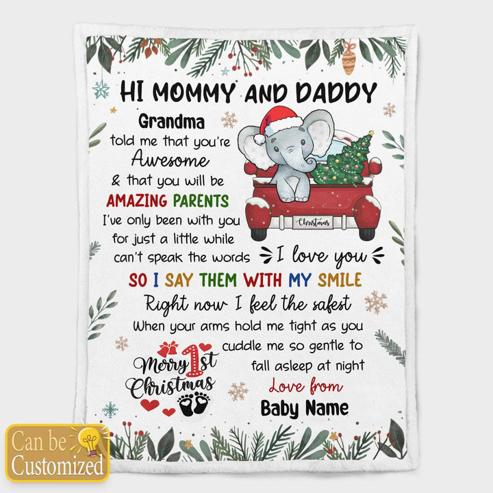 HI MOMMY AND DADDY - CUSTOMIZED BLANKET - 125T1023