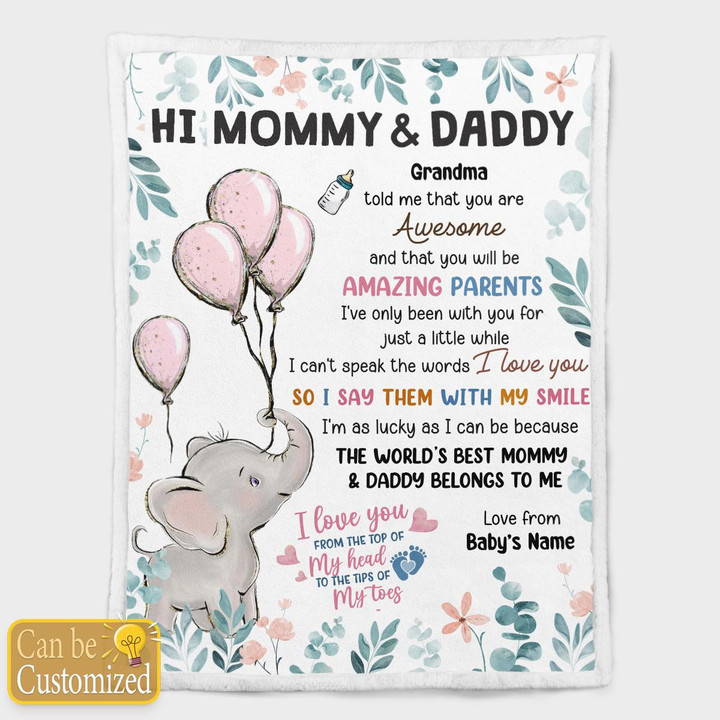 HI MOMMY AND DADDY - CUSTOMIZED BLANKET - 41T0323