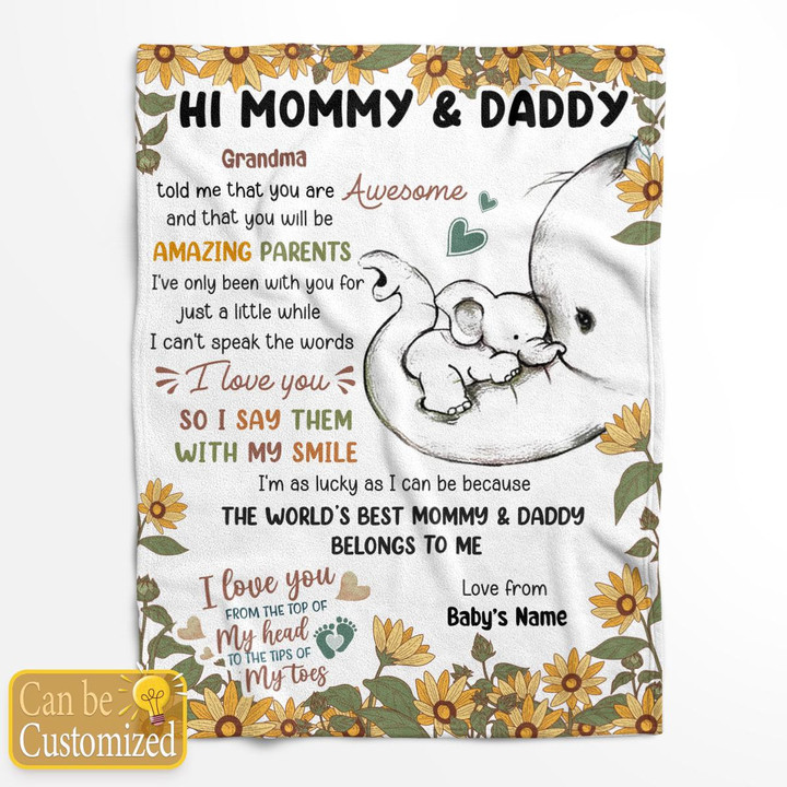 HI MOMMY AND DADDY - CUSTOMIZED BLANKET - 44T0323