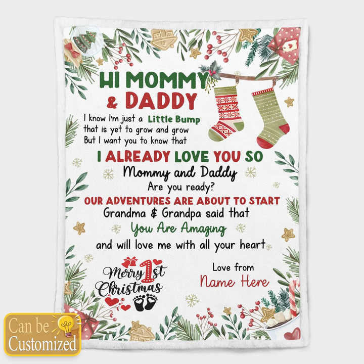 MOMMY AND DADDY - CUSTOMIZED BLANKET - 90t1022
