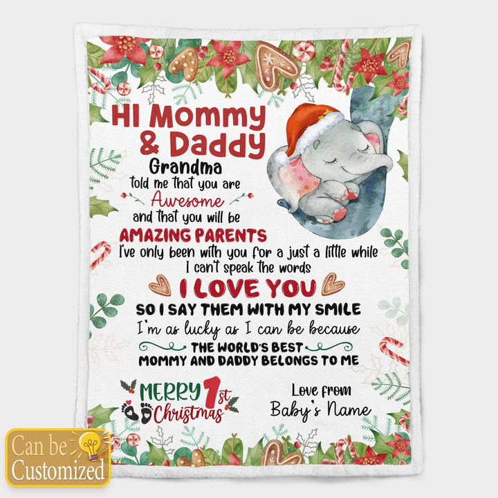 HI MOMMY AND DADDY - CUSTOMIZED BLANKET - 82t1022
