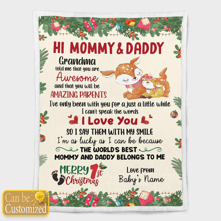 HI MOMMY AND DADDY - CUSTOMIZED BLANKET - 80t1022