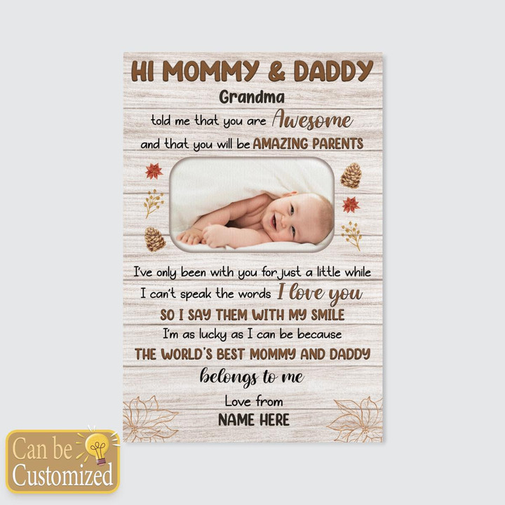 HI MOMMY AND DADDY - CUSTOMIZED CANVAS - 102T1122