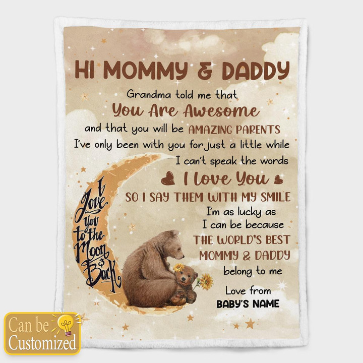 HI MOMMY AND DADDY - CUSTOMIZED BLANKET - 22T1222