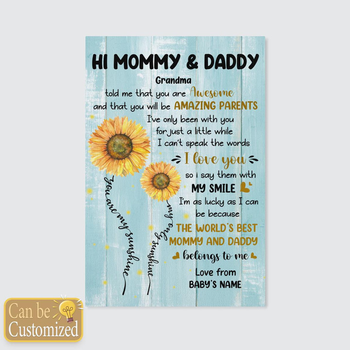 HI MOMMY AND DADDY - CUSTOMIZED CANVAS - 100T1122