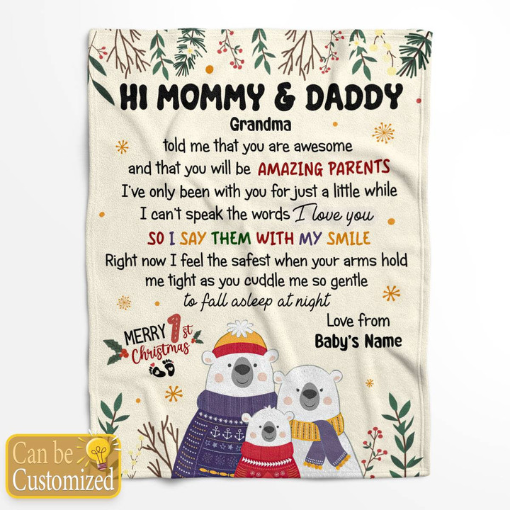 HI MOMMY AND DADDY - CUSTOMIZED BLANKET - 02T1123