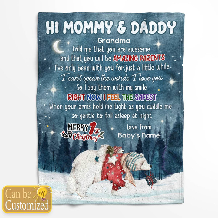 HI MOMMY AND DADDY - CUSTOMIZED BLANKET - 146T1023