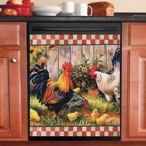 Rooster Chicken Decor Kitchen Dishwasher Cover 4