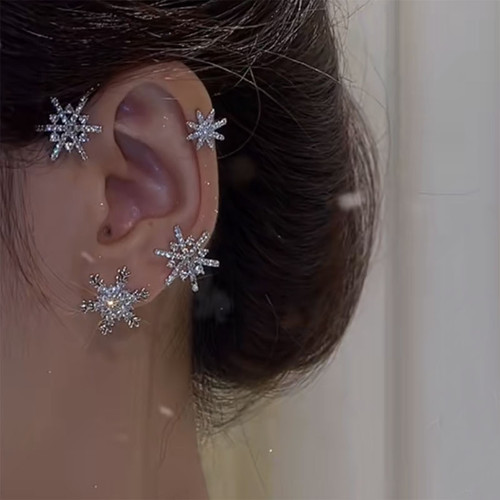 🔥NEW YEAR SALE🔥 Snowflake - Zircon Earrings Without Pierced