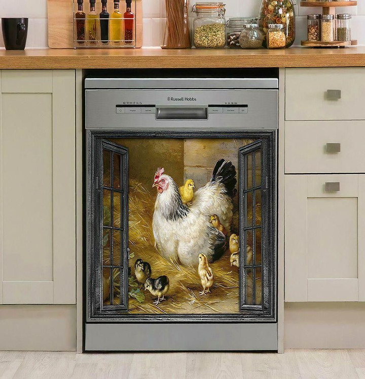 Chicken Window Farm Decor Kitchen Dishwasher Cover