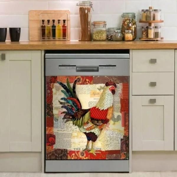 Rooster Chicken Decor Kitchen Dishwasher Cover 2