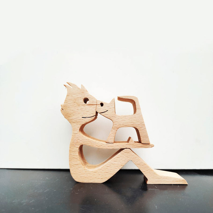 🔥Boy & Little Cat🔥 Wooden Dog Carved Ornament