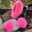 UK Fluffy Car Steering Wheel Cover Set