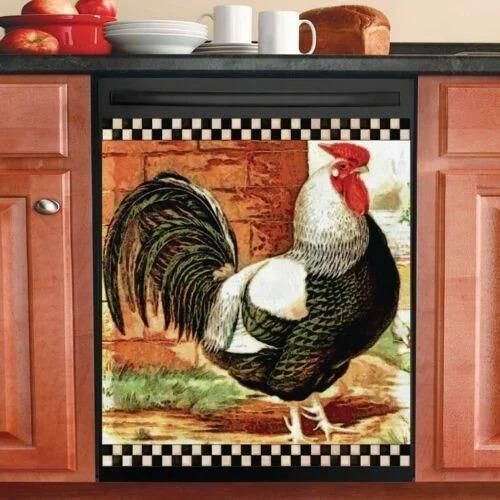 Rooster Chicken Decor Kitchen Dishwasher Cover 1