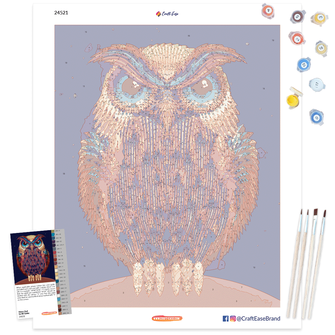 "Neon Owl" Paint By Numbers Rainl™ - Exclusive Series (50 x 40 Cm)