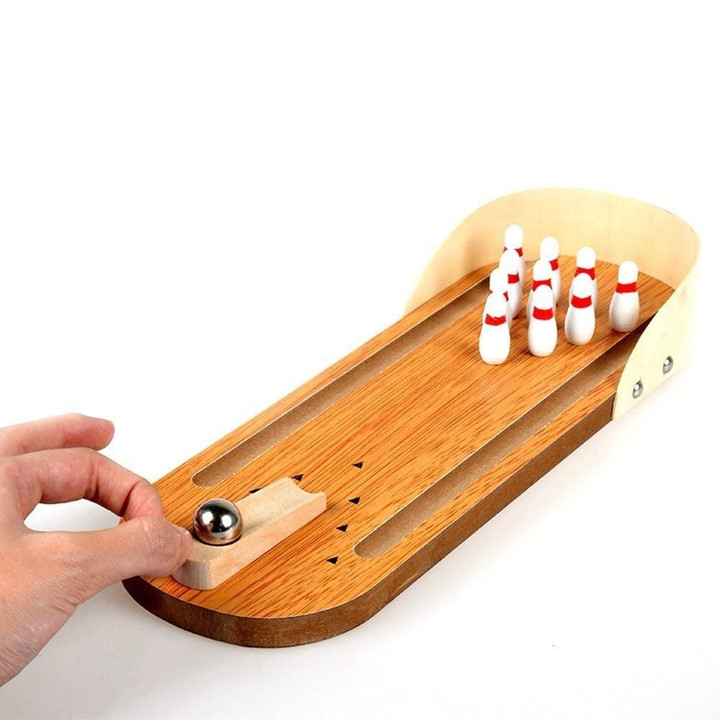 Miniature Wooden Bowling Game