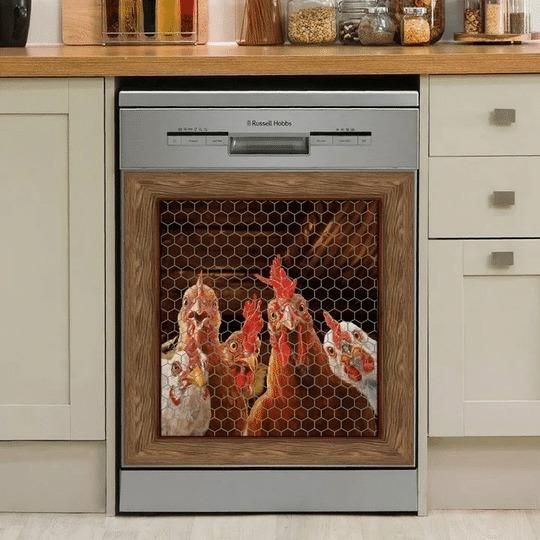 🤟Rooster Chicken Decor Kitchen Dishwasher Oven Cover 5