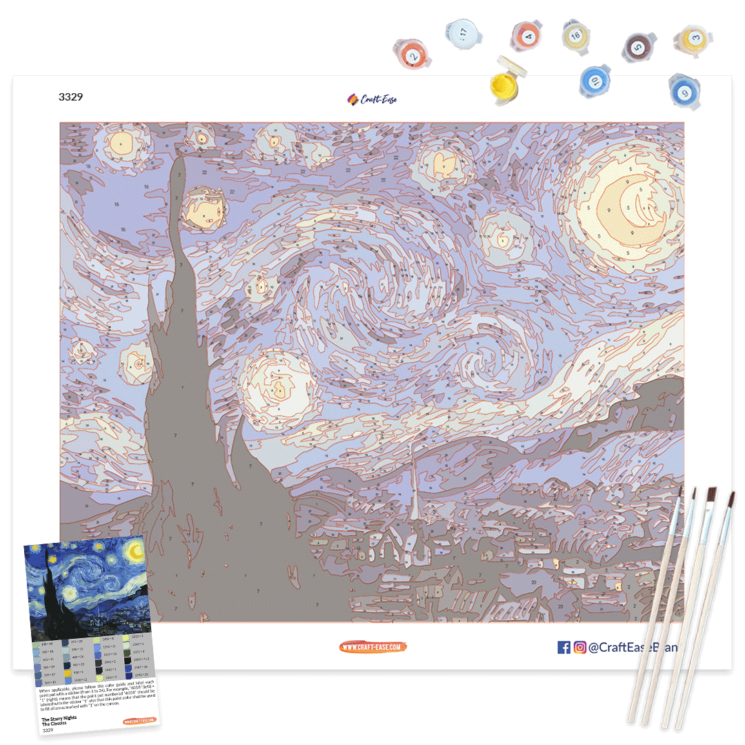"The Starry Night" Paint By Numbers Rainl™ - The Classics (40 x 50 Cm)