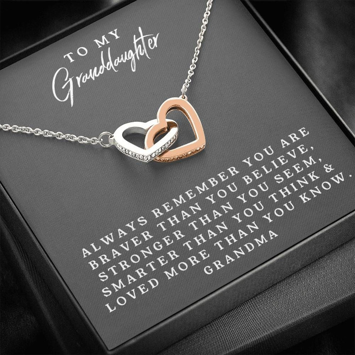 To My Granddaughter - Grandma - Interlocking Heart Necklace