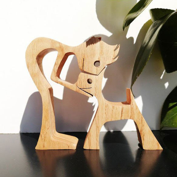 🔥Boy & Dog🔥 Wooden Dog Carved Ornament