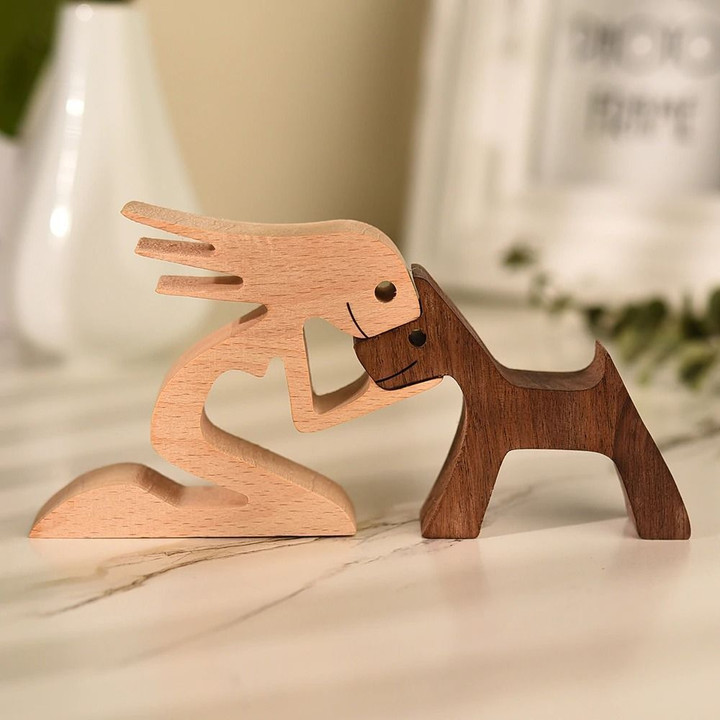 GIRL & PUPPY 🔥 WOODEN PET CARVINGS🔥
