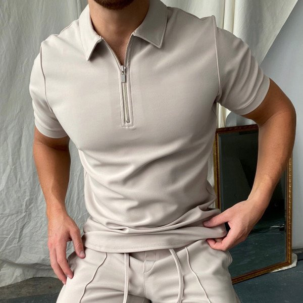 Zip Solid Color Polo Shirt 🔥50% OFF - LIMITED TIME ONLY🔥