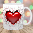 🎁3D Red Heart Hole In A Wall Mug