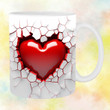 3D Red Heart Hole In A Wall Mug