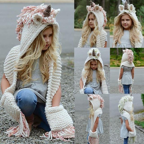 Lovely Kids Unicorn Hat Scarf