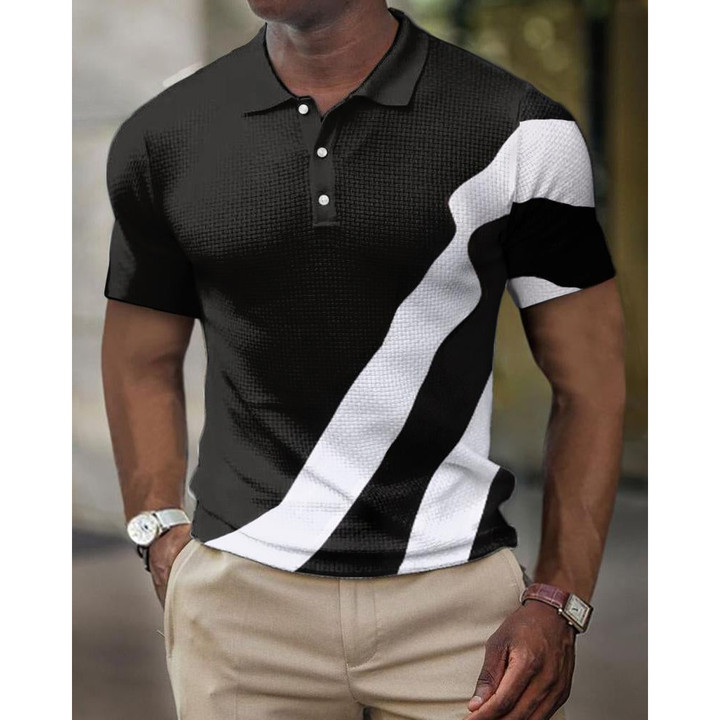Men's Casual Printed Polo Short Sleeve T-Shirt