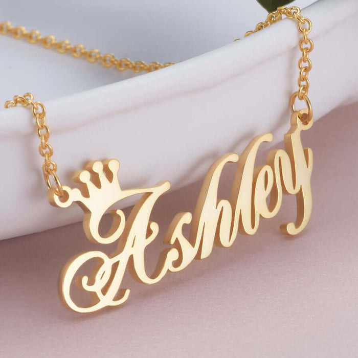 Customizable Crown Name Necklace