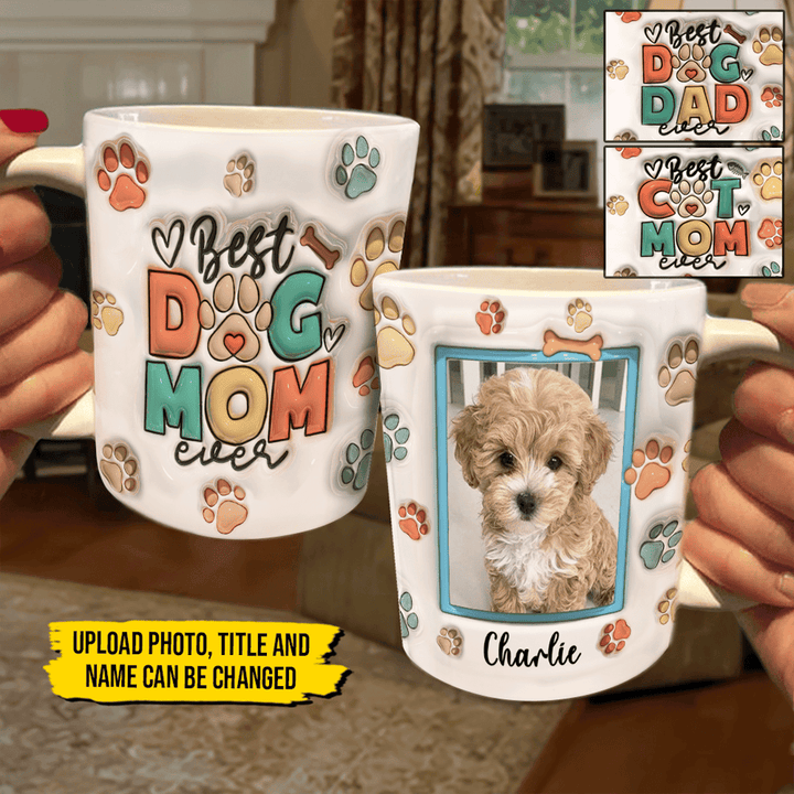 🎁Custom Photo Love Me Love My Dog - Dog & Cat Personalized Custom 3D Inflated Effect Printed Mug