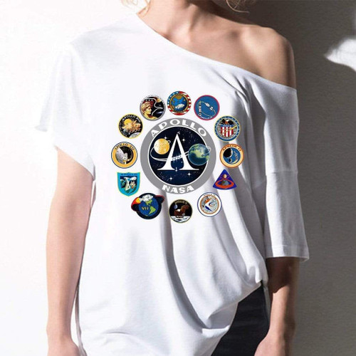 Alohazing Off-shoulder Women T-shirt Sweater Apollo Nasa Apparel