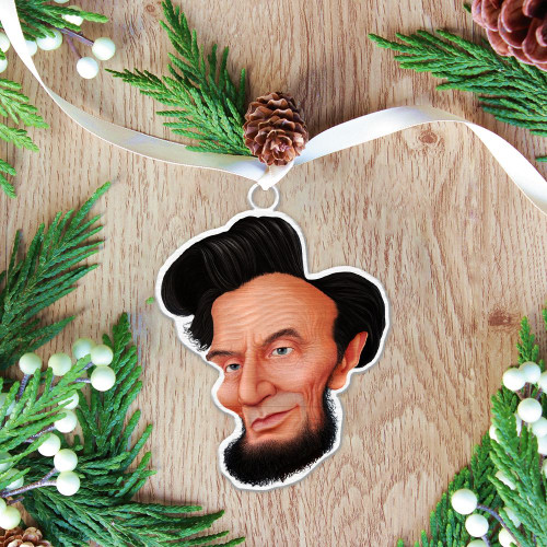 Alohazing 3D Abraham Lincoln Caricature Face Christmas Ornament