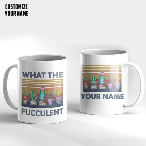 Alohazing 3D What The Fucculent Custom Name Mug