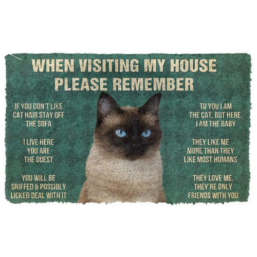 Alohazing 3D Please Remember Siamese Cat House Rules Doormat
