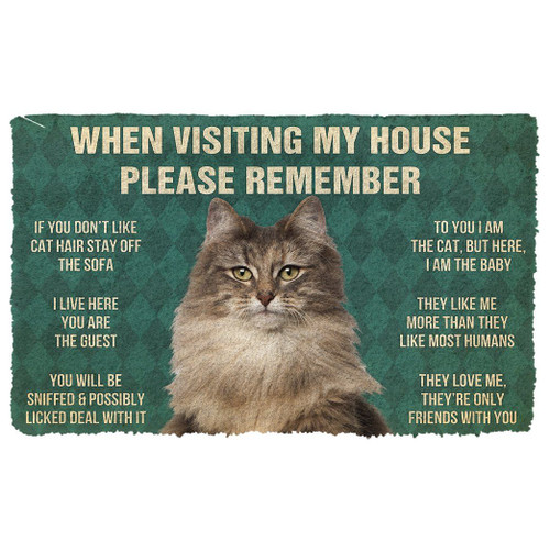 Alohazing 3D Please Remember Norwegian Forest Cat House Rules Doormat