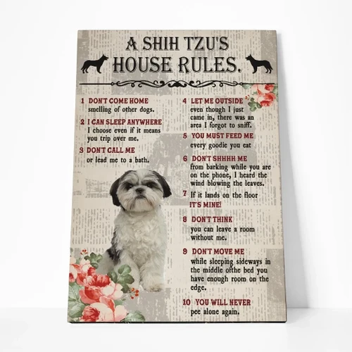 3D A Shih Tzus House Rules Canvas