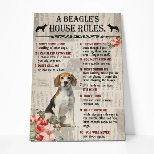 3D A Beagles House Rules Canvas