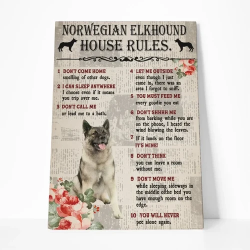 3D A Norwegian Elkhound House Rules Canvas