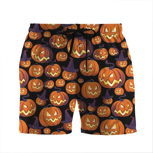 3D Pumpkin Halloween Beach Shorts