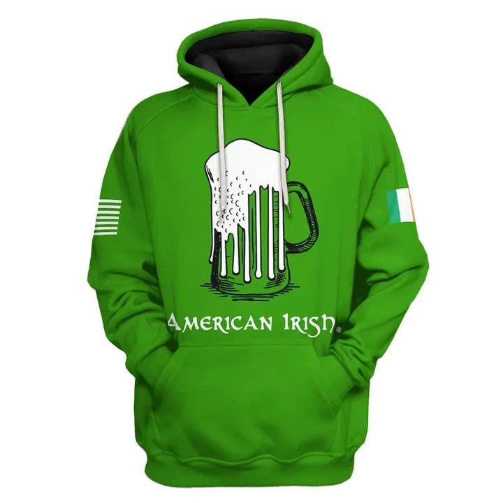 3D American Irish Green Beer Custom Tshirt Hoodie Apparel