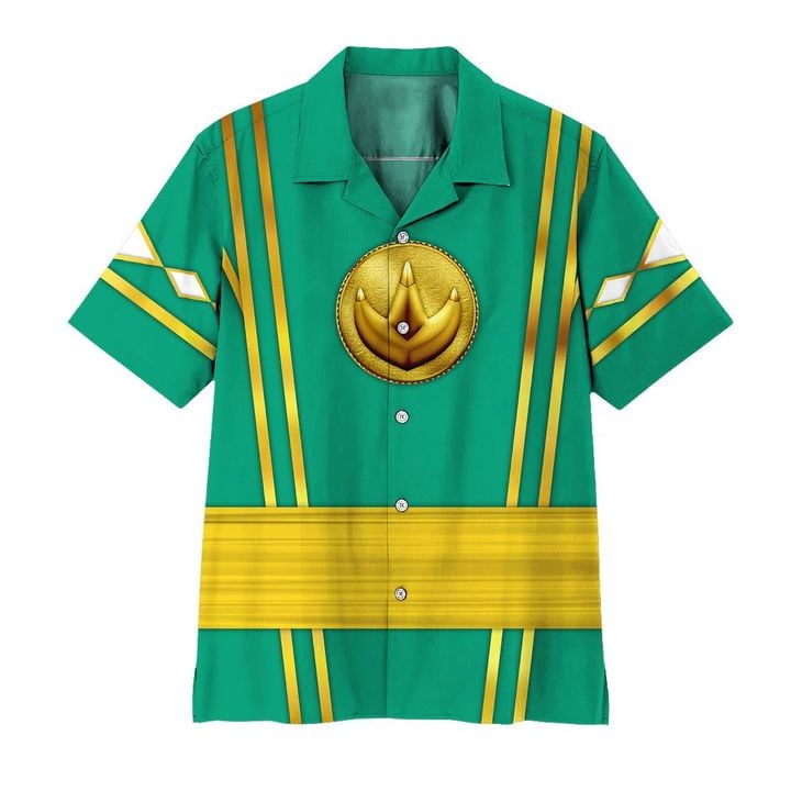 Alohazing 3D Mighty Morphin Power Rangers Ninja Rangers Green The Dragon Custom Hawaii Shirt
