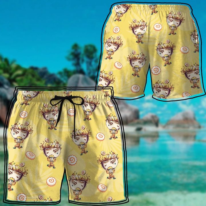 Anime Naruto Ramen Hawaii Beach Shorts