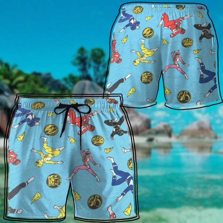 Vintage Mighty Morphin Power Rangers Beach Shorts