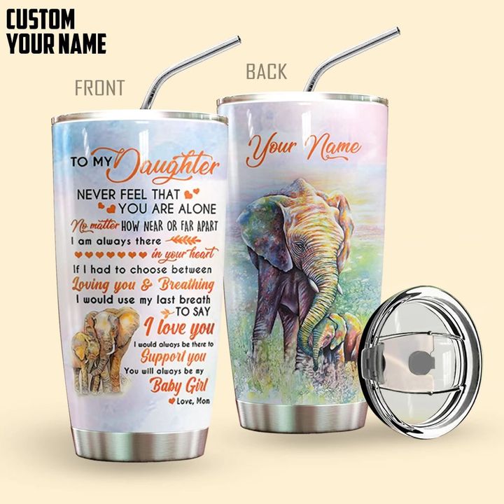 Elephant Mom To Daughter Personalized Tumbler