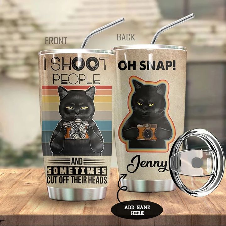 Black Cat Shoot People Photography Personalized Tumbler