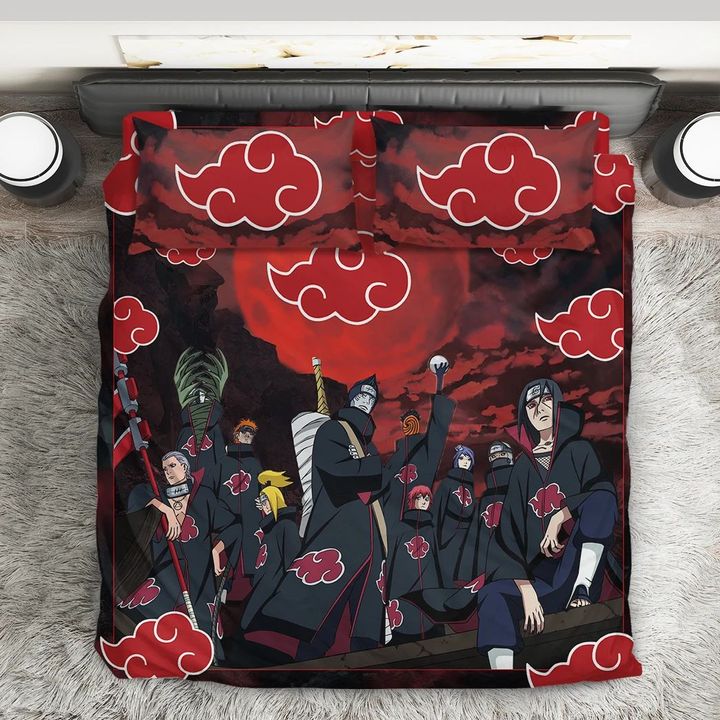 Anime Naruto Shippuden Akatsuki Group Pattern Custom Bedding Set