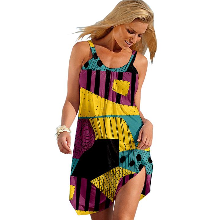 Alohazing 3D S Of NBC Pattern Sleeveless Beach Dress
