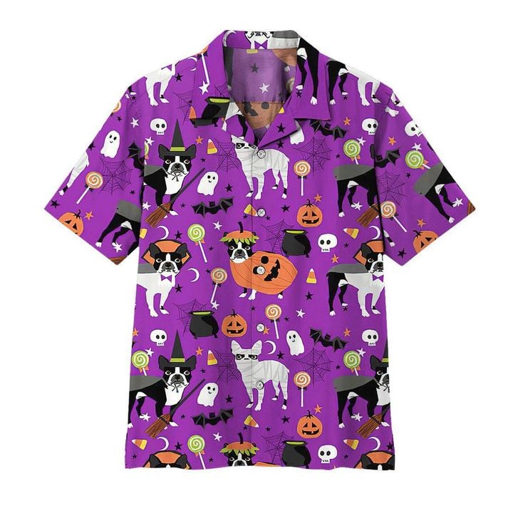Alohazing 3D Boston Terrier Halloween Hawaii Shirt